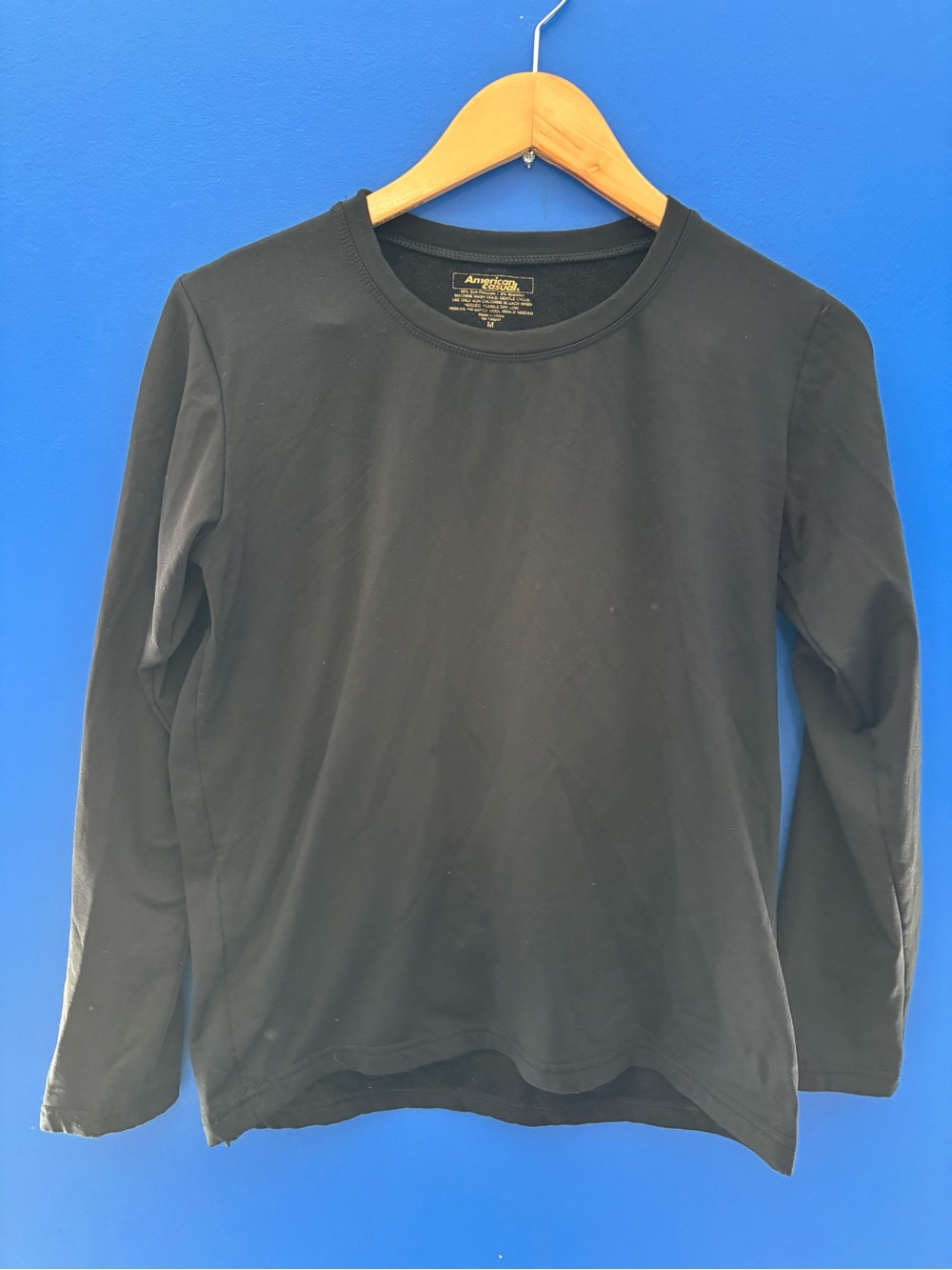 {American Casual} Black Long Sleeve Crewneck fleece lines Shirt women's size M